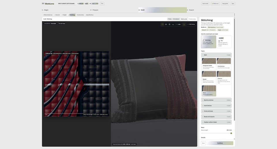 Fabric tools in Matelume